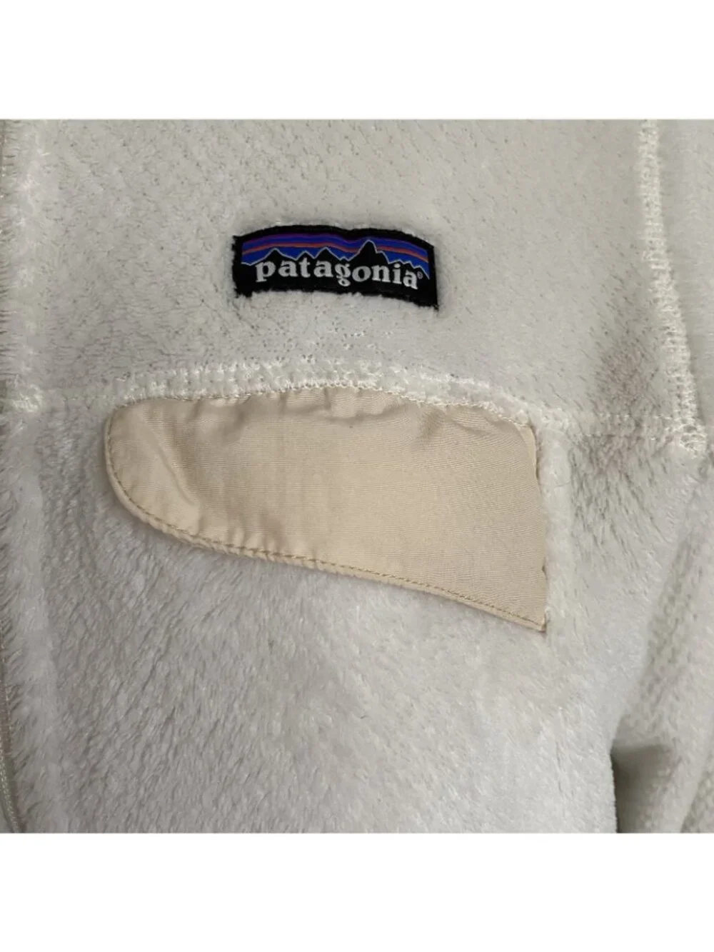Patagonia Womens Small Fleece Jacket White Biege Full Zip Polartec *Read desc*